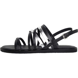 Clarks Women's Karsea Black/Silver Strappy Leather Sandal.  Sz: 6.5